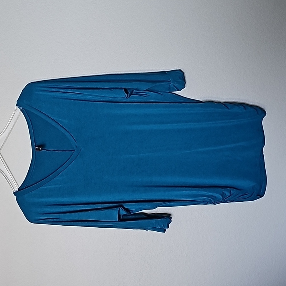 Made by Johnny Women's Casual Teal V neck cinched side dolman sleeve top XL